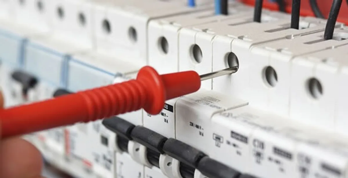Electrical contractor testing circuit breakers during electrical repair in Dunlap, IL