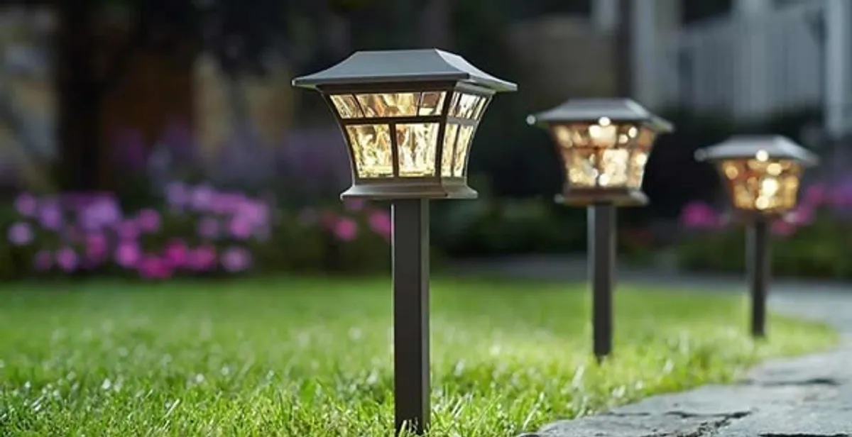 landscape lighting installation services with professionally installed pathway lights in Peoria, IL